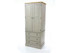 Core Core Corona Grey and Waxed Pine 2 Door 3 Drawer Wardrobe