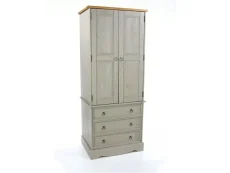 Core Core Corona Grey and Waxed Pine 2 Door 3 Drawer Wardrobe