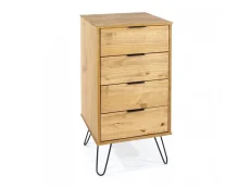 Core Augusta Waxed Pine 4 Drawer Narrow Chest of Drawers