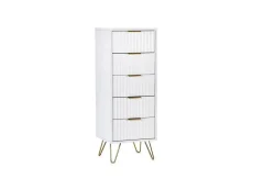 Julian Bowen Julian Bowen Murano Matte White 5 Drawer Tall Narrow Chest of Drawers