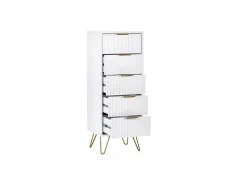 Julian Bowen Julian Bowen Murano Matte White 5 Drawer Tall Narrow Chest of Drawers