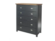 Core Core Dunkeld Midnight Blue and Oak 5 Drawer Chest of Drawers