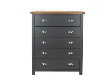 Core Dunkeld Midnight Blue and Oak 5 Drawer Chest of Drawers Core Dunkeld Midnight Blue and Oak 5 Drawer Chest of Drawers
