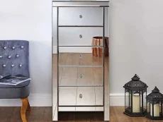 Birlea Birlea Seville Mirrored 5 Drawer Narrow Chest (Assembled)