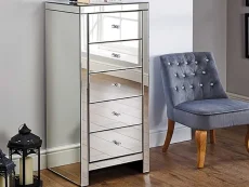 Birlea Seville Mirrored 5 Drawer Narrow Chest (Assembled) Birlea Seville Mirrored 5 Drawer Narrow Chest (Assembled)