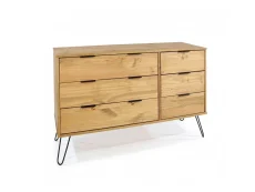 Core Augusta Waxed Pine 3+3 Drawer Wide Chest of Drawers