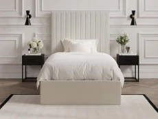 LPD Berlin Tall Milk Velvet Ottoman Bed Frame LPD Berlin Tall Milk Velvet Ottoman Bed Frame