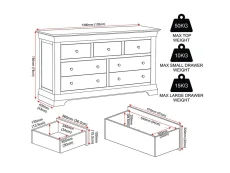 Seconique Seconique Bordeaux Ivory Wooden 3+2 Drawer Chest of Drawers