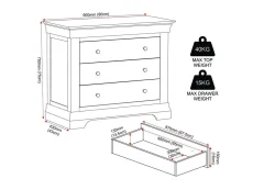 Seconique Seconique Bordeaux Ivory Wooden 3 Drawer Chest of Drawers