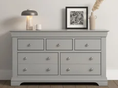 Seconique Bordeaux Pebble Grey Wooden 3+2 Drawer Chest of Drawers