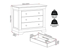 Seconique Seconique Bordeaux Pebble Grey Wooden 3 Drawer Chest of Drawers