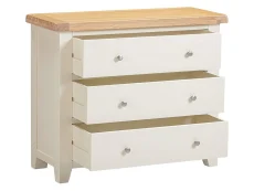 Seconique Seconique Windsor Ivory and Oak Wooden 3 Drawer Chest of Drawers