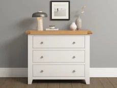 Seconique Windsor Ivory and Oak Wooden 3 Drawer Chest of Drawers Seconique Windsor Ivory and Oak Wooden 3 Drawer Chest of Drawers