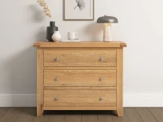 Seconique Windsor Natural Oak Wooden 3 Drawer Chest of Drawers Seconique Windsor Natural Oak Wooden 3 Drawer Chest of Drawers