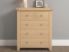 Seconique Seconique Windsor Natural Oak Wooden 3+2 Drawer Chest of Drawers