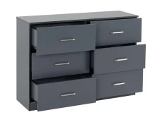 Seconique Seconique Dakota Dark Grey Wooden 3+3 Drawer Chest of Drawers