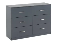 Seconique Seconique Dakota Dark Grey Wooden 3+3 Drawer Chest of Drawers