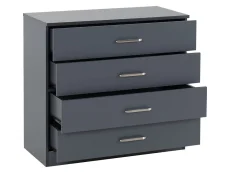 Seconique Seconique Dakota Dark Grey Wooden 4 Drawer Chest of Drawers