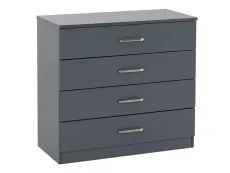 Seconique Seconique Dakota Dark Grey Wooden 4 Drawer Chest of Drawers