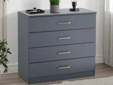 Seconique Dakota Dark Grey Wooden 4 Drawer Chest of Drawers Seconique Dakota Dark Grey Wooden 4 Drawer Chest of Drawers