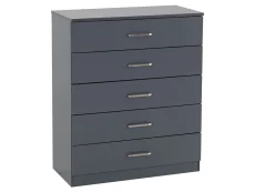 Seconique Seconique Dakota Dark Grey Wooden 5 Drawer Chest of Drawers