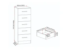 Seconique Seconique Dakota Dark Grey Wooden 5 Drawer Narrow Chest of Drawers