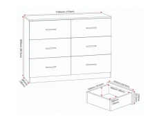 Seconique Seconique Dakota Light Grey Wooden 3+3 Drawer Chest of Drawers