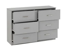 Seconique Seconique Dakota Light Grey Wooden 3+3 Drawer Chest of Drawers