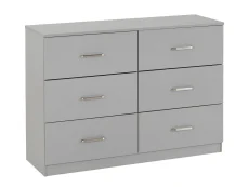 Seconique Seconique Dakota Light Grey Wooden 3+3 Drawer Chest of Drawers