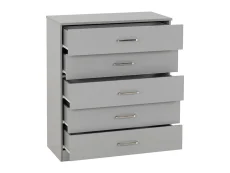 Seconique Seconique Dakota Light Grey Wooden 5 Drawer Chest of Drawers