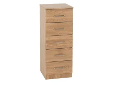 Seconique Seconique Dakota Oak Wooden 5 Drawer Narrow Chest of Drawers