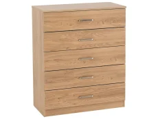 Seconique Seconique Dakota Oak Wooden 5 Drawer Chest of Drawers