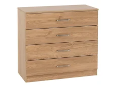 Seconique Seconique Dakota Oak Wooden 4 Drawer Chest of Drawers