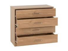 Seconique Seconique Dakota Oak Wooden 4 Drawer Chest of Drawers