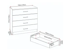 Seconique Seconique Dakota Oak Wooden 4 Drawer Chest of Drawers