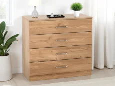 Seconique Dakota Oak Wooden 4 Drawer Chest of Drawers
