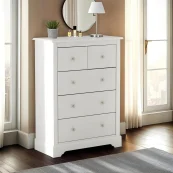 Seconique Stratford White Wooden 3+2 Drawer Chest of Drawers