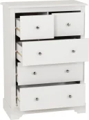 Seconique Seconique Stratford White Wooden 3+2 Drawer Chest of Drawers
