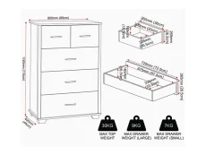 Seconique Seconique Oliver Light Oak Wooden 3+2 Drawer Chest of Drawers