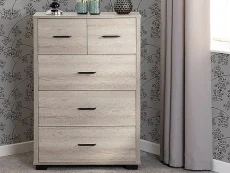 Seconique Seconique Oliver Light Oak Wooden 3+2 Drawer Chest of Drawers