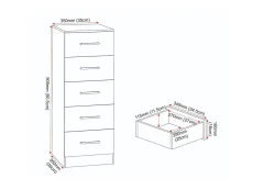Seconique Seconique Dakota White Wooden 5 Drawer Narrow Chest of Drawers