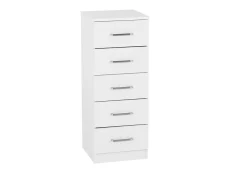 Seconique Seconique Dakota White Wooden 5 Drawer Narrow Chest of Drawers