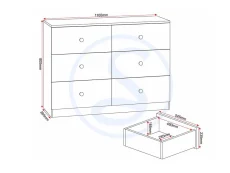 Seconique Seconique Denver Grey Gloss 3+3 Drawer Chest of Drawers