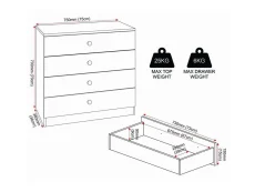 Seconique Seconique Denver Grey Gloss 4 Drawer Chest of Drawers