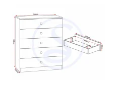 Seconique Seconique Denver Grey Gloss 5 Drawer Chest of Drawers