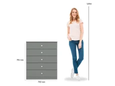 Seconique Seconique Denver Grey Gloss 5 Drawer Chest of Drawers