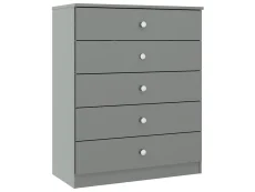 Seconique Seconique Denver Grey Gloss 5 Drawer Chest of Drawers