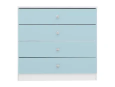 Seconique Seconique Denver White and Blue Gloss 4 Drawer Chest of Drawers