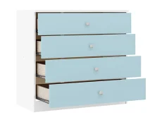 Seconique Seconique Denver White and Blue Gloss 4 Drawer Chest of Drawers