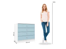 Seconique Seconique Denver White and Blue Gloss 4 Drawer Chest of Drawers